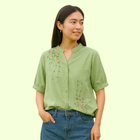 Shirts for Women – Korean Style Long Sleeve Oversized Button Down